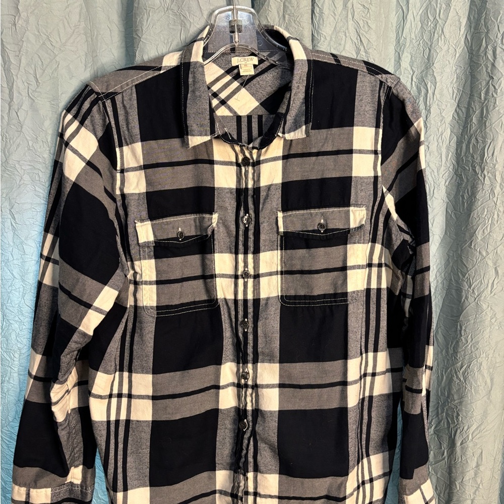 J.Crew Black and White Plaid Women's Shirt